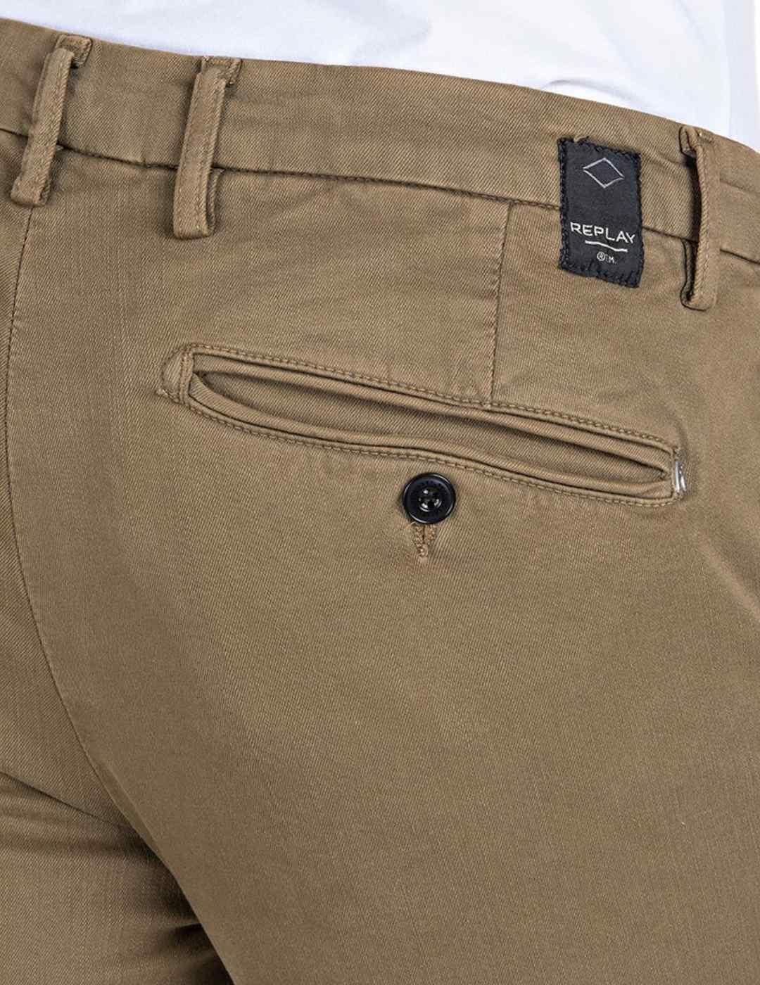 Chino Replay Hyperflex marrón para hombre-b