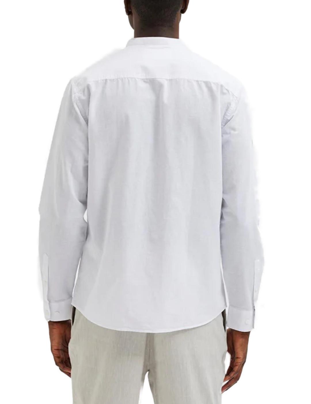 Camisa Selected Regnew lino blanca manga larga para hombre