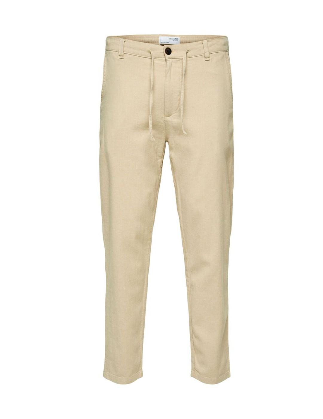 Pantalón largo Selected Brody lino beige para hombre