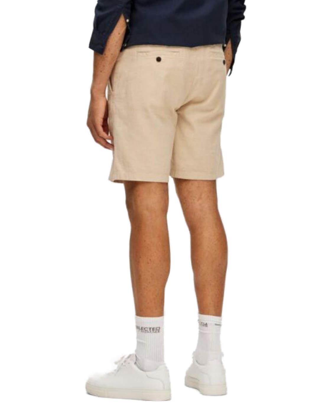 Bermudas Selected Brody lino beige para hombre-