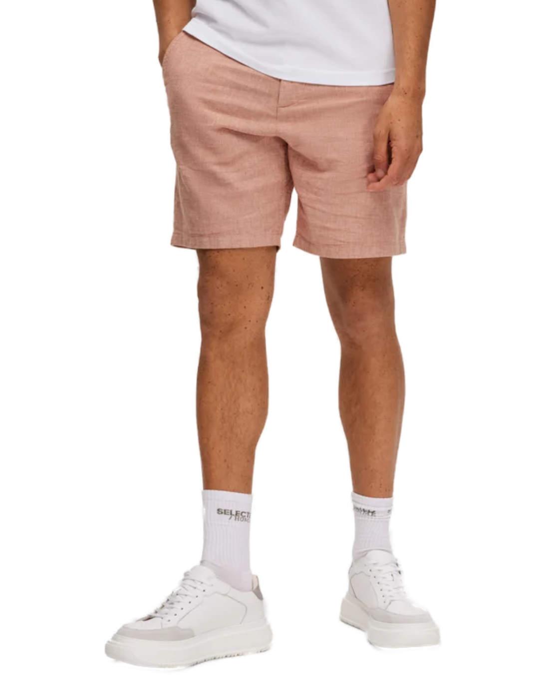 Bermudas Selected Brody lino salmón para hombre