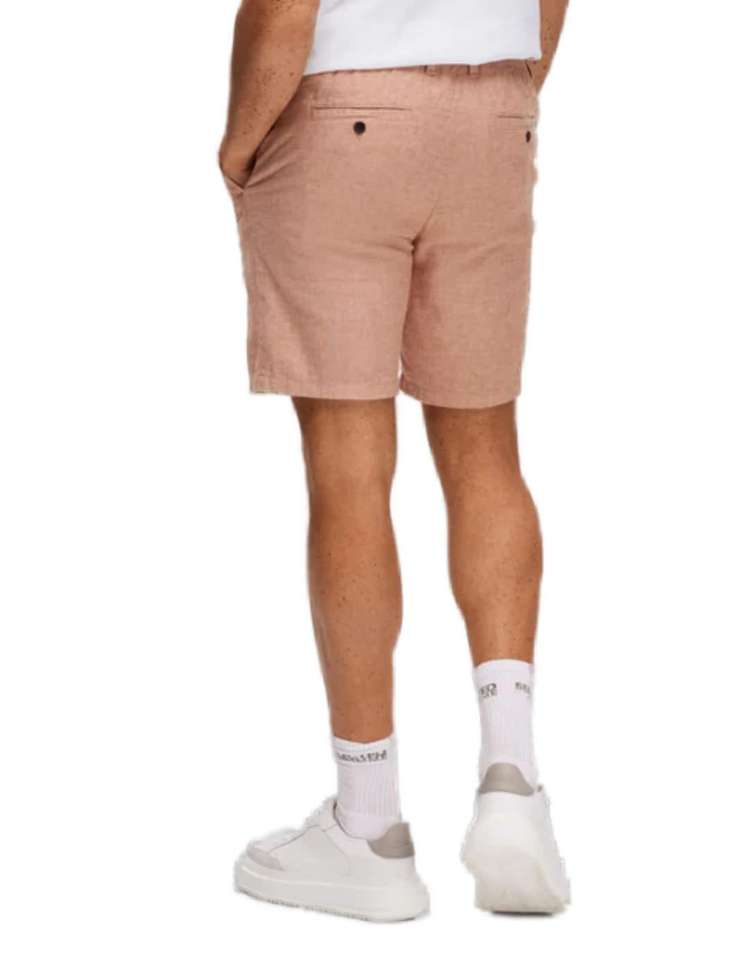 Bermudas Selected Brody lino salmón para hombre