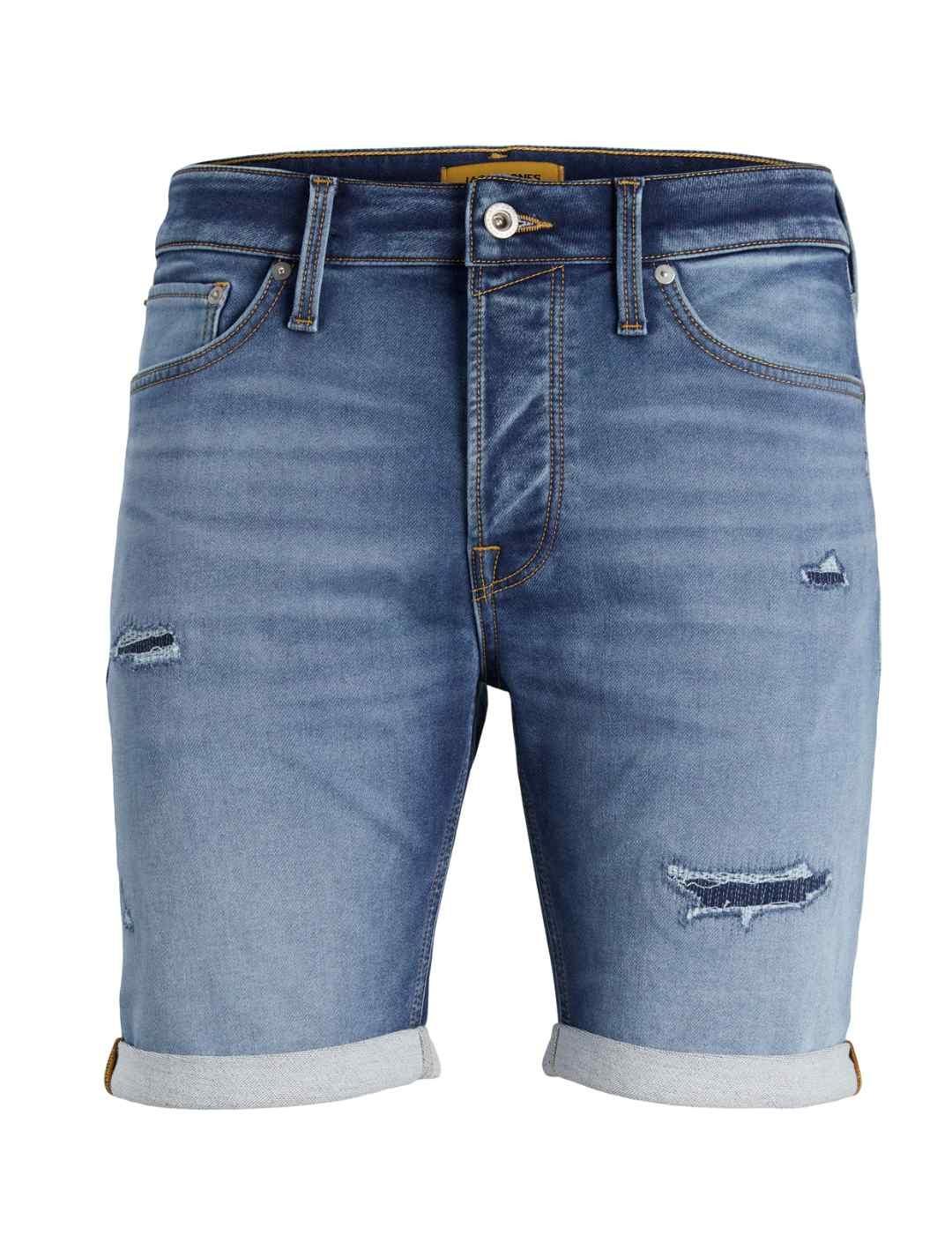 Bermuda vaquera Jack&Jones Rick azul rotos para hombre