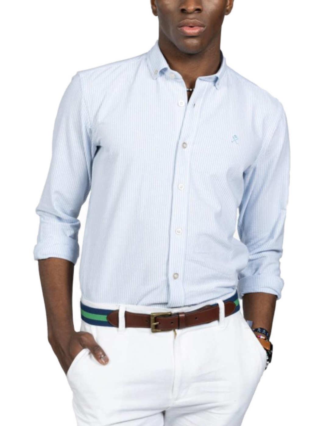 Camisa Harper Mediterraneo celeste rayas para hombre