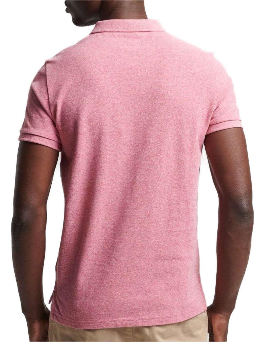Polo Superdry de piqué rosa manga corta para hombre
