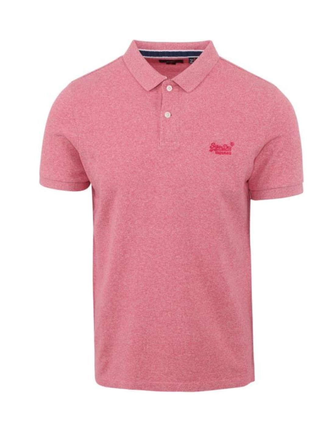 Polo Superdry de piqué rosa manga corta para hombre