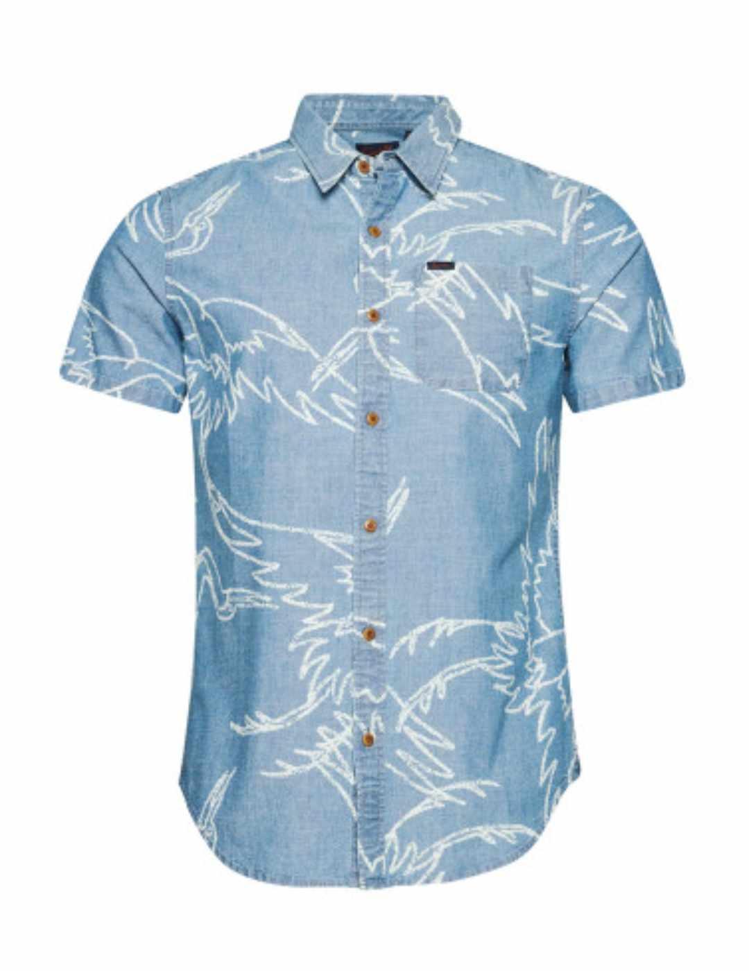 Camisa Superdry Loom azul estampado manga corta para hombre