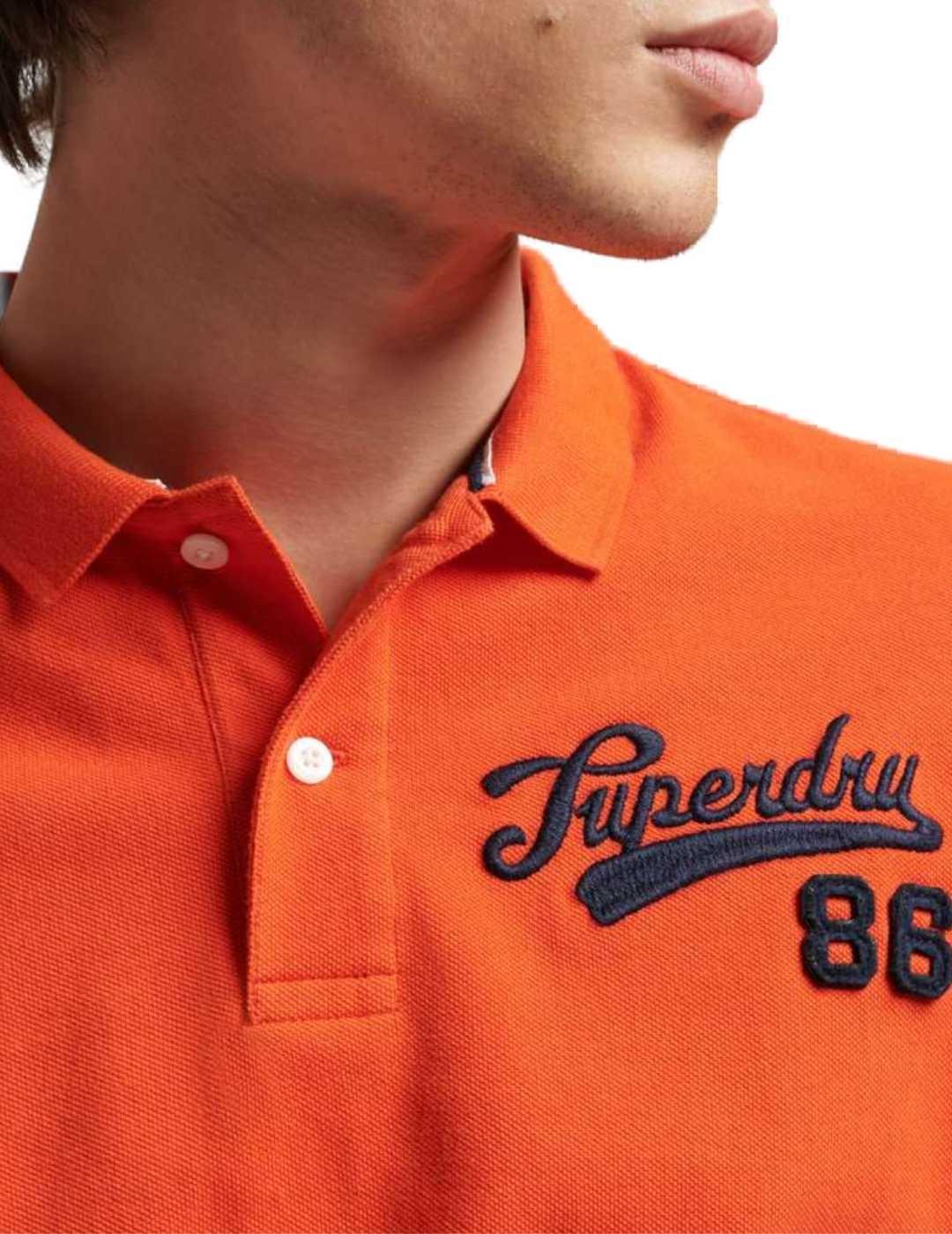 Polo Supedry Vintage naranja con logo  bordado para hombre