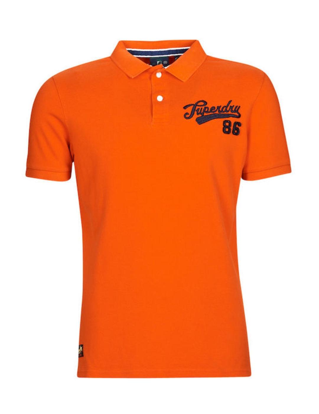 Polo Supedry Vintage naranja con logo  bordado para hombre