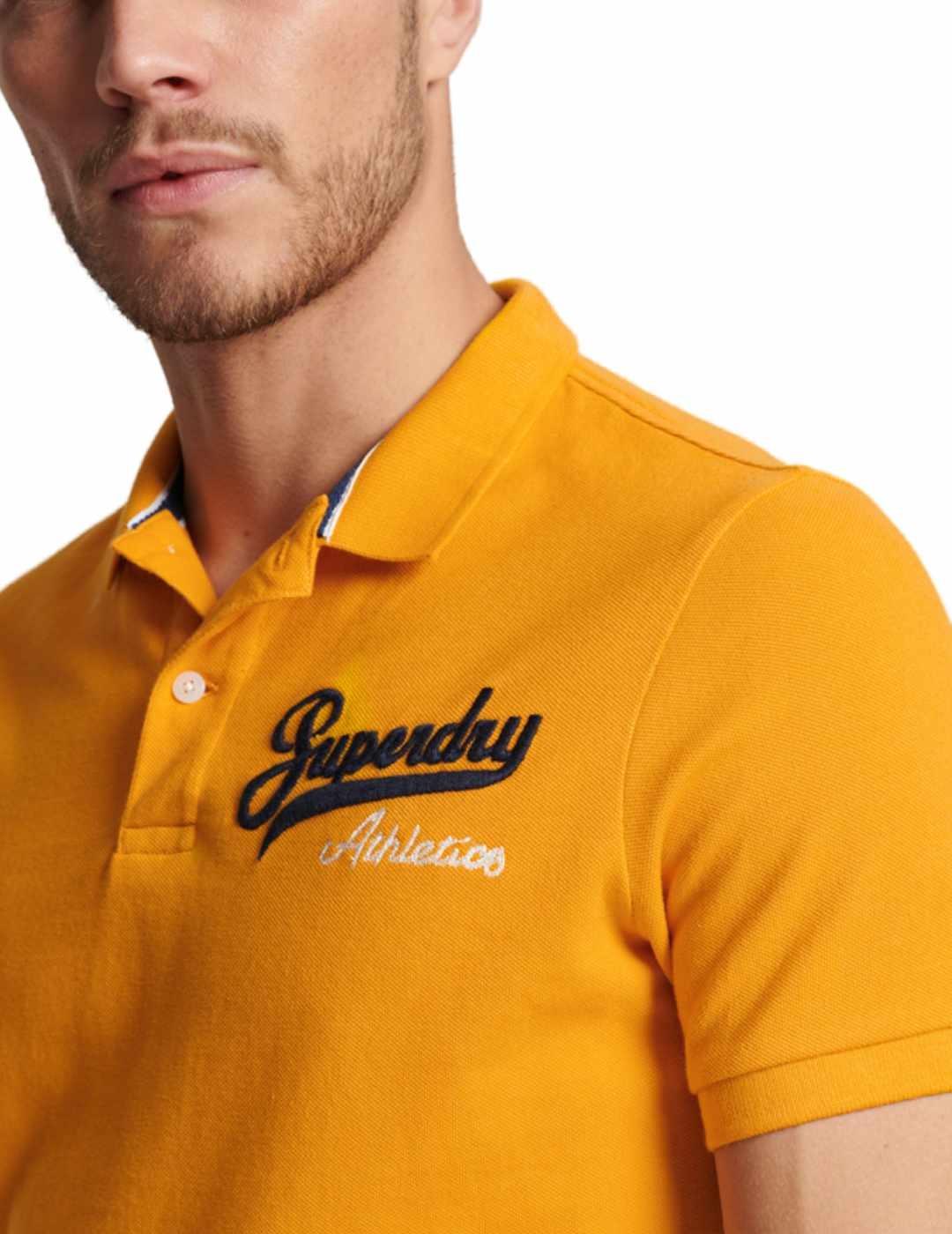 Polo Supedry Vintage amarillo con logo bordado para hombre
