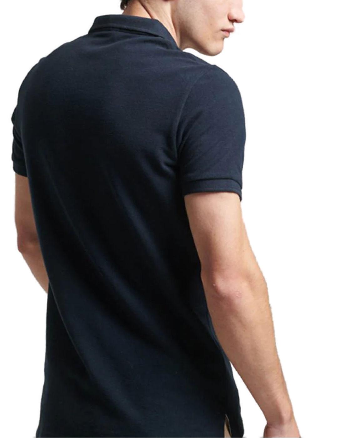 Polo Supedry Vintage azul marino logo bordado para hombre