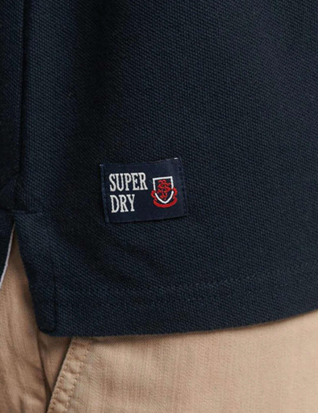 Polo Supedry Vintage azul marino logo bordado para hombre