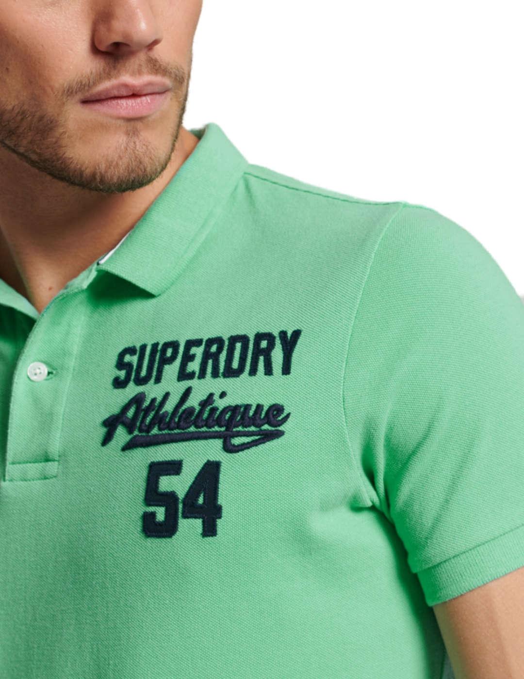 Polo Superdry Vintage verde logo bordado para hombre
