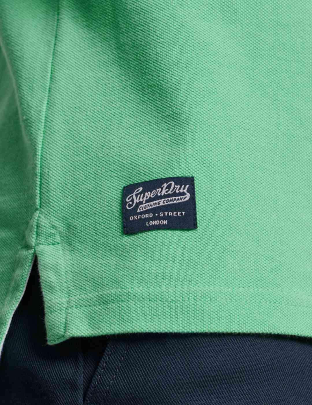 Polo Superdry Vintage verde logo bordado para hombre
