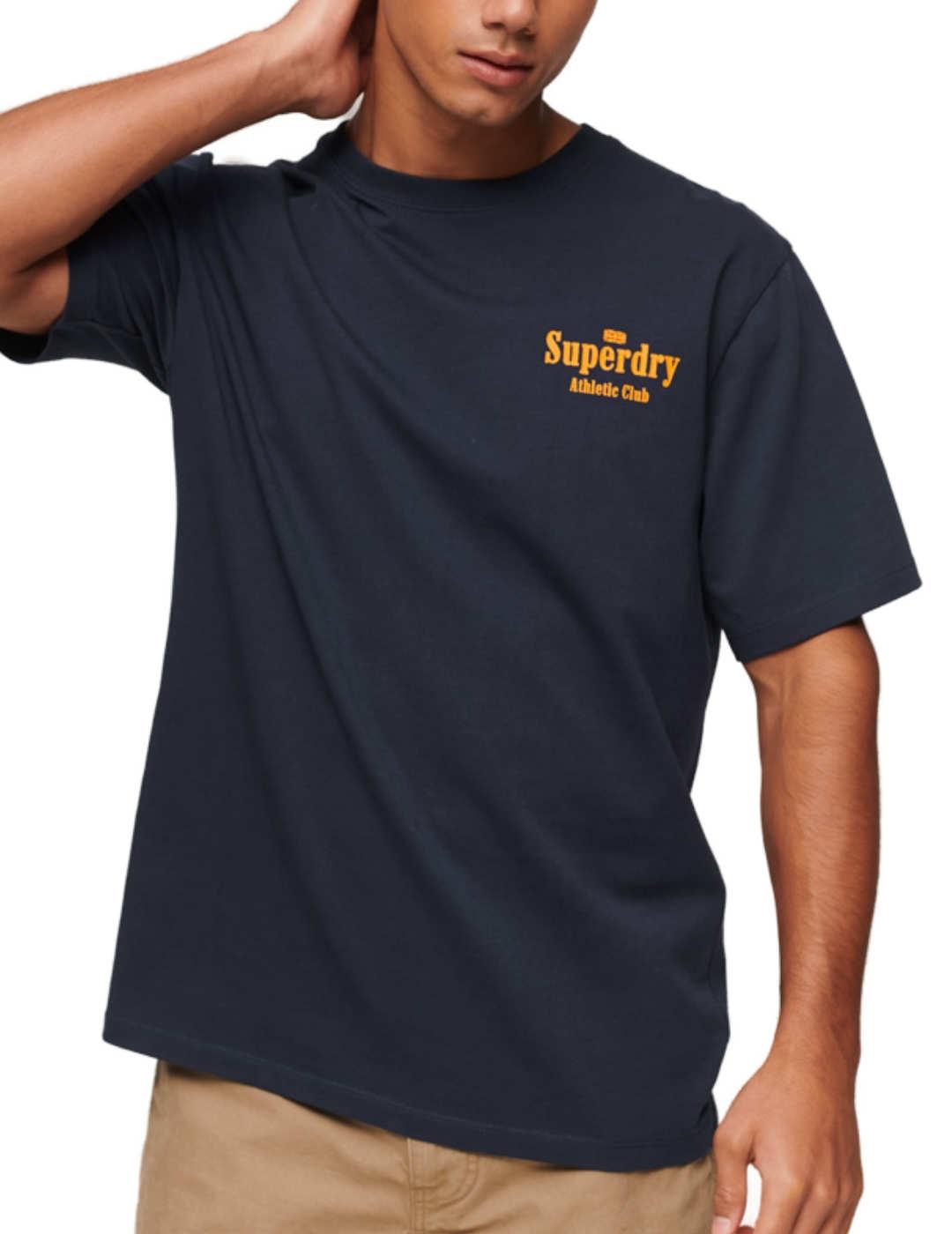 Camiseta Supedry Code azul marino con serigrafia para hombre