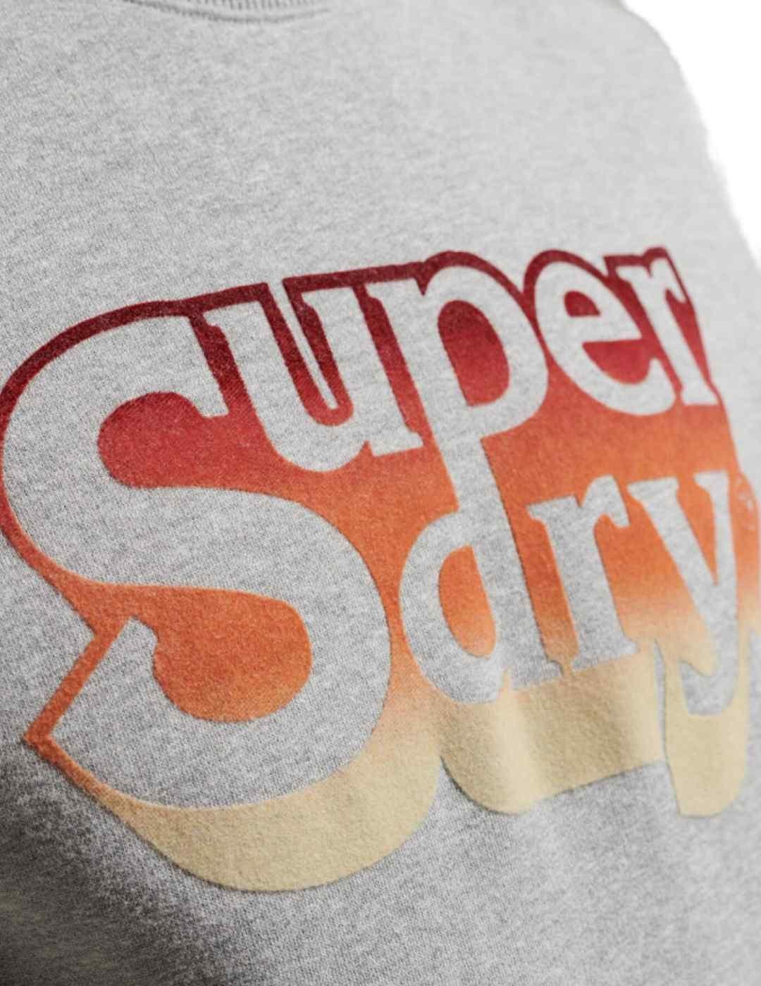 Sudadera Superdry Shadow gris con serigrafía para hombre