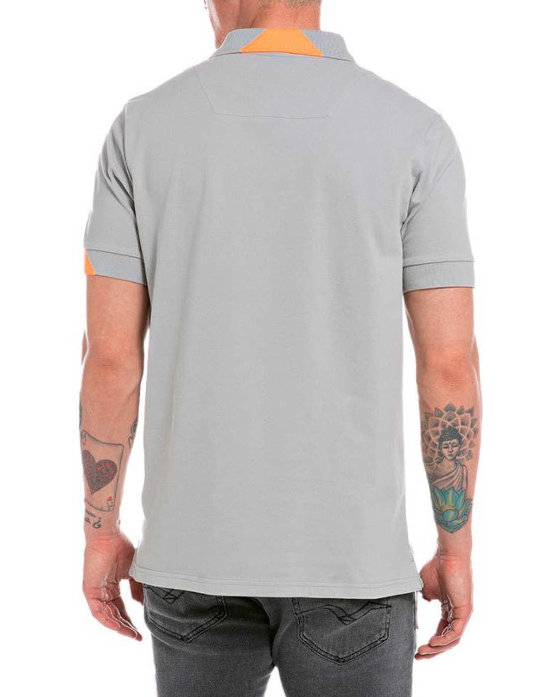 Polo Replay gris manga corta para hombre