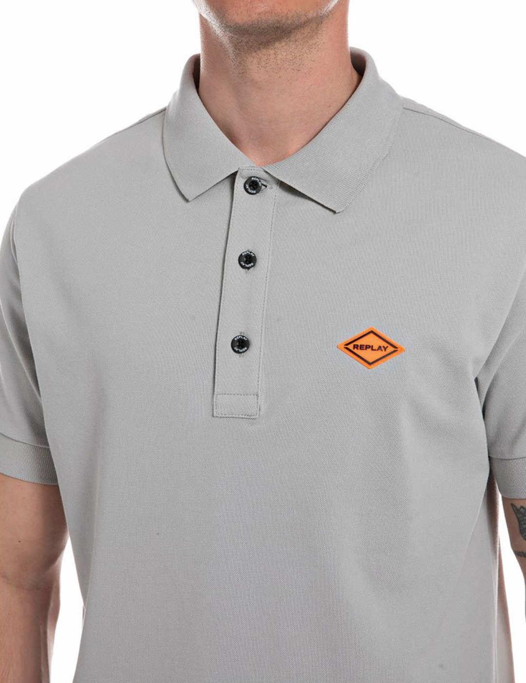 Polo Replay gris manga corta para hombre