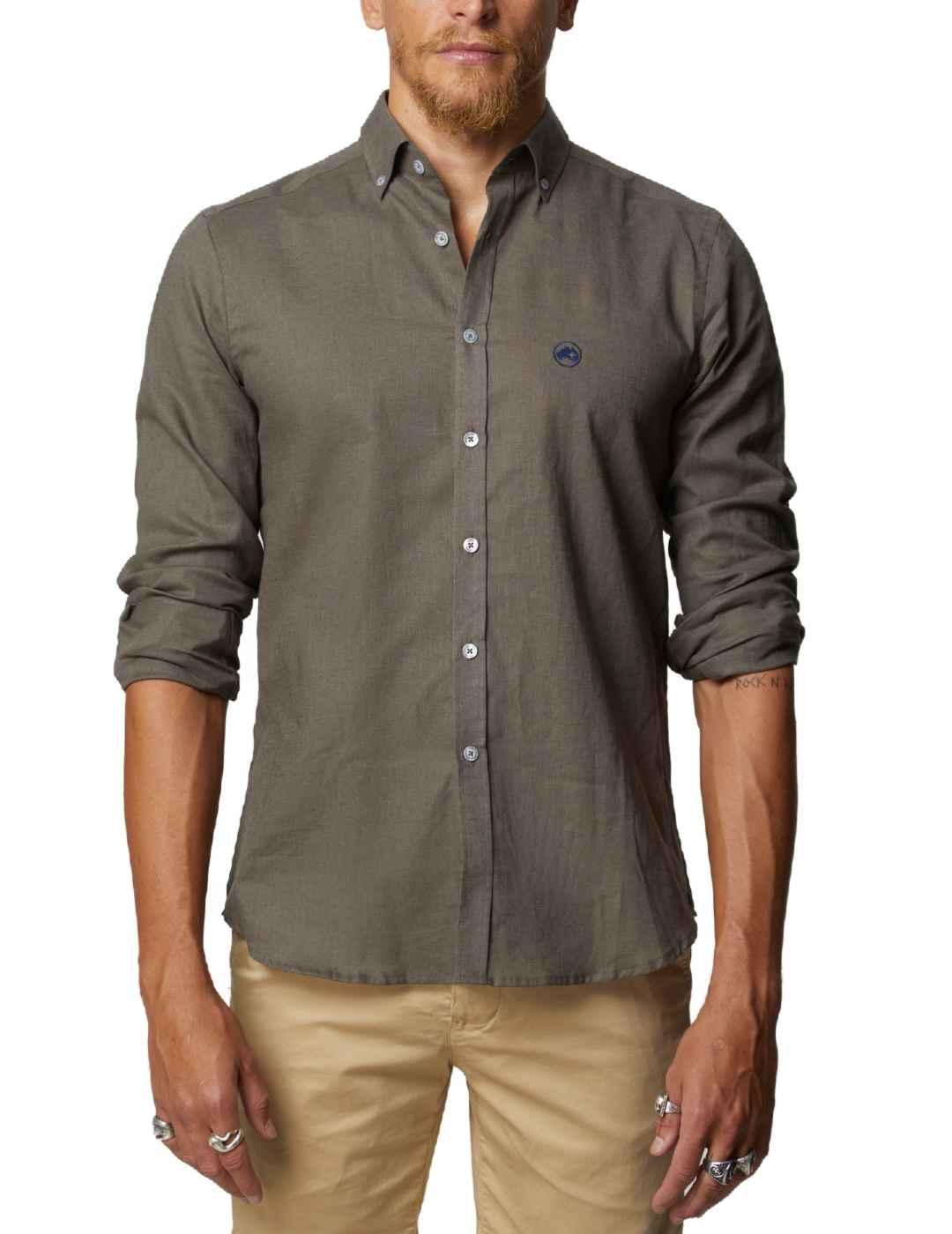 Camisa Altonadock verde oscuro manga larga para hombre