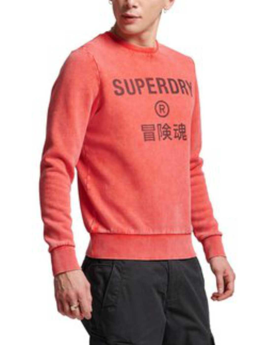 Sudadera Superdry Corp naranja sin capucha para hombre