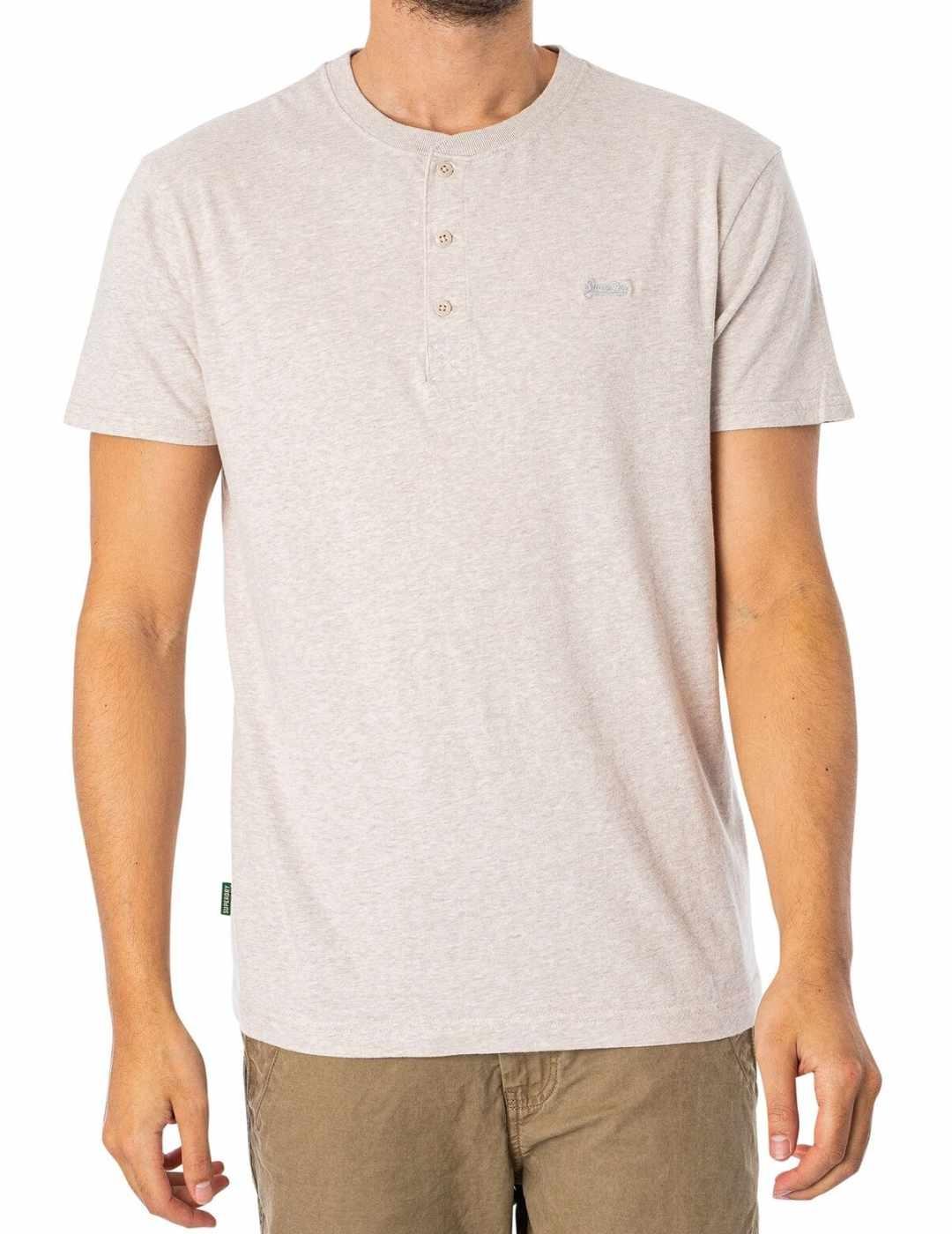 Camiseta Supedry Logo botones beige para hombre