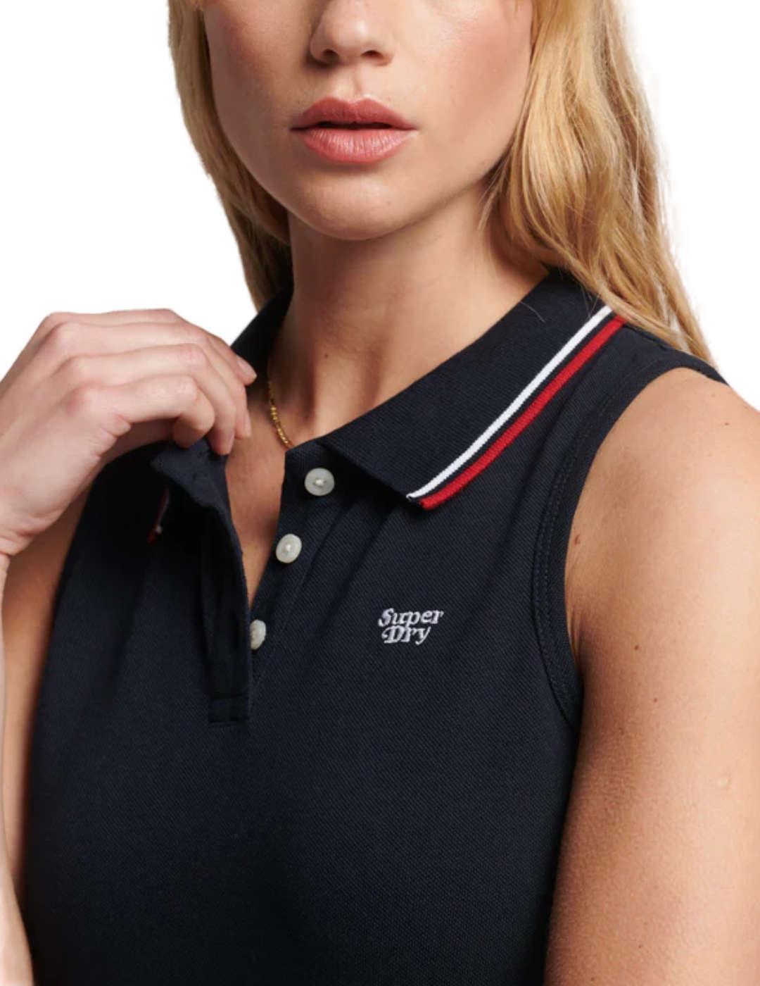 Vestido corto Supedry polo azul marino sin mangas para mujer