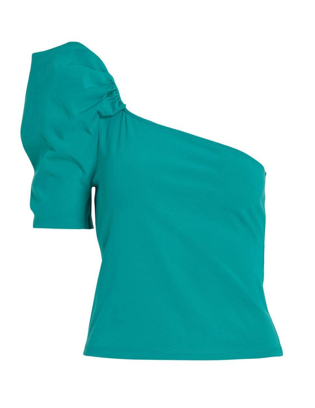 Top Vila Vega turquesa asimétrica para mujer