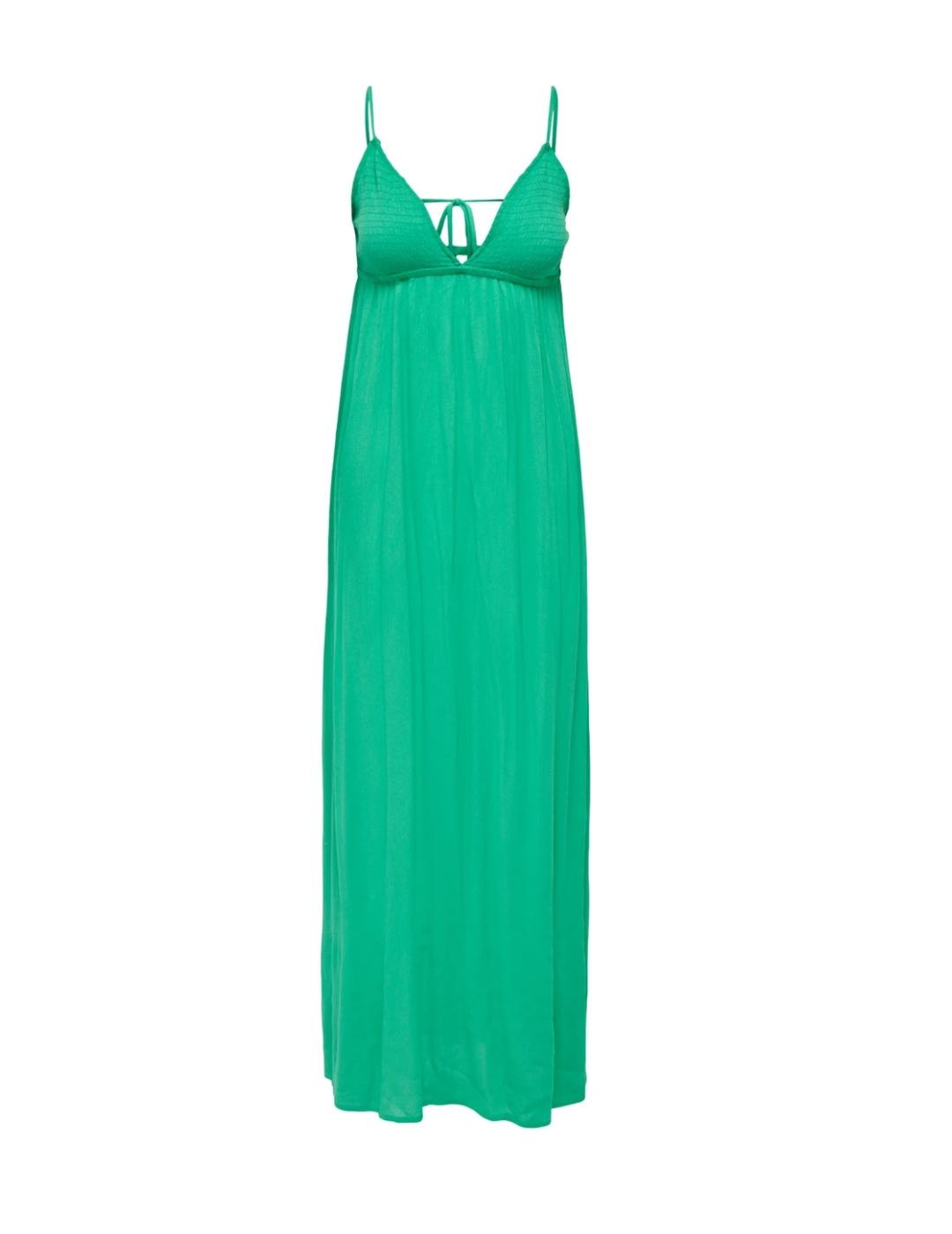 Vestido Only Rikke maxi verde  escote en V de mujer