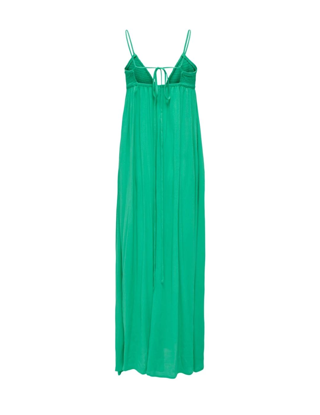 Vestido Only Rikke maxi verde  escote en V de mujer