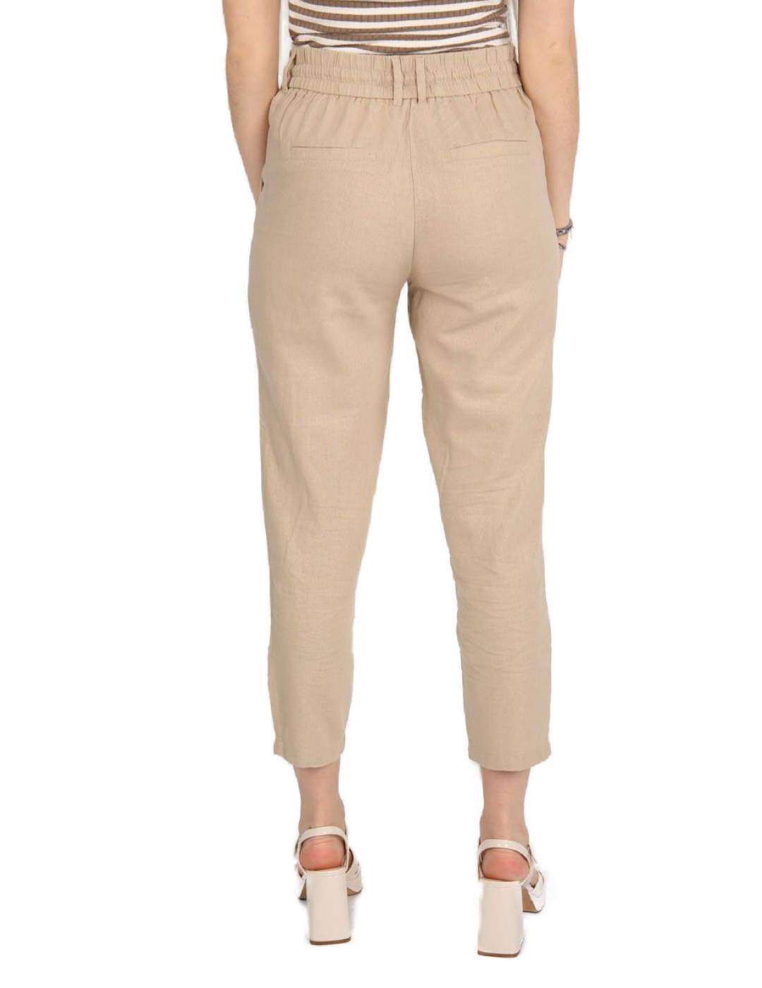 Pantalón Only Caro de lino beige para mujer