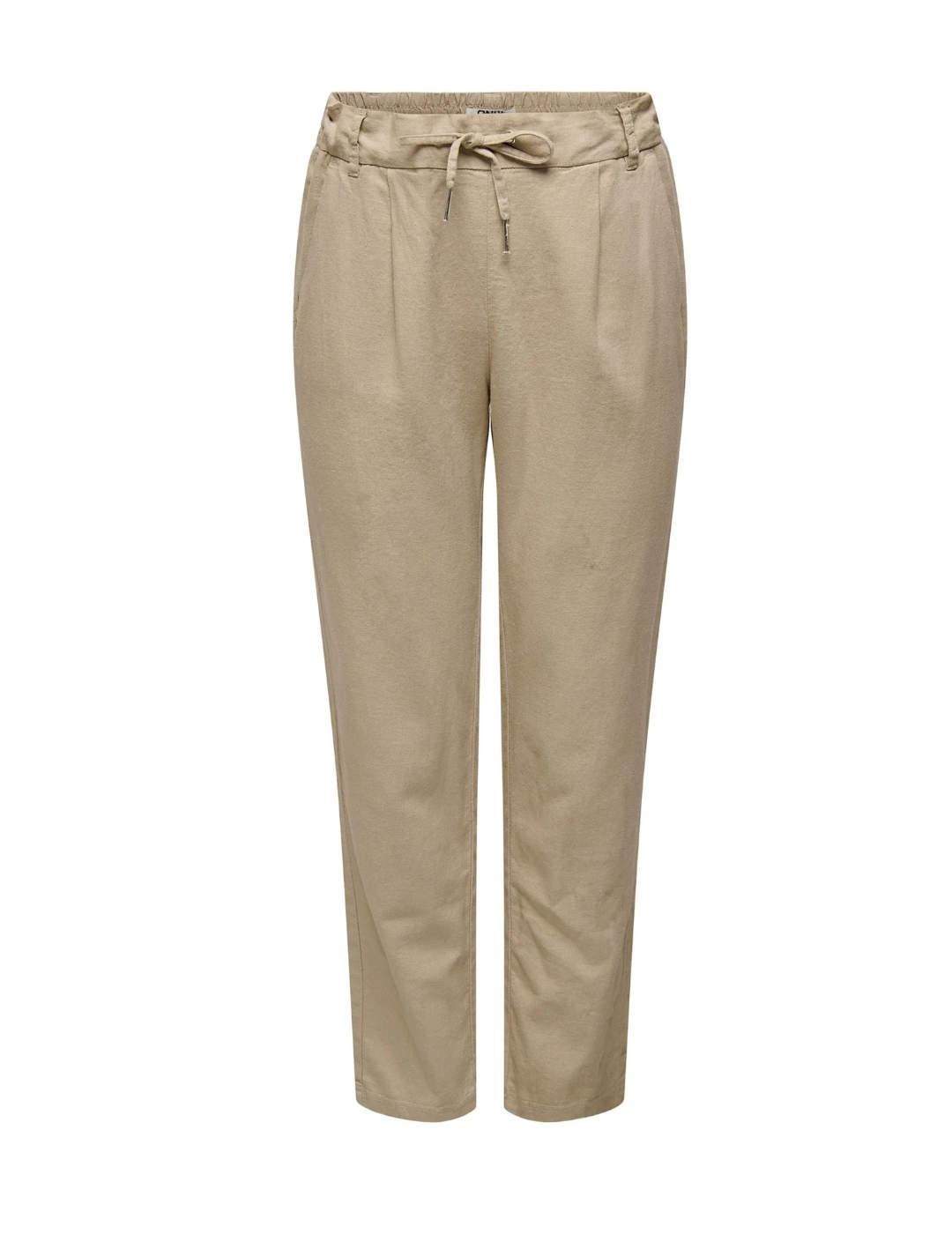 Pantalón Only Caro de lino beige para mujer