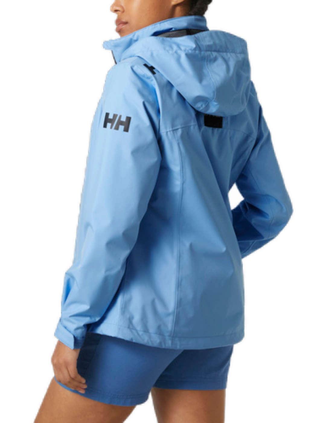 Chaqueta Helly Hansen Crew azul celeste con capucha de mujer