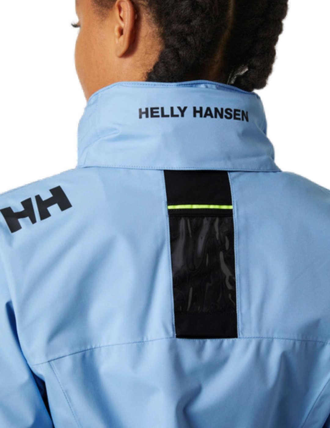 Chaqueta Helly Hansen Crew azul celeste con capucha de mujer