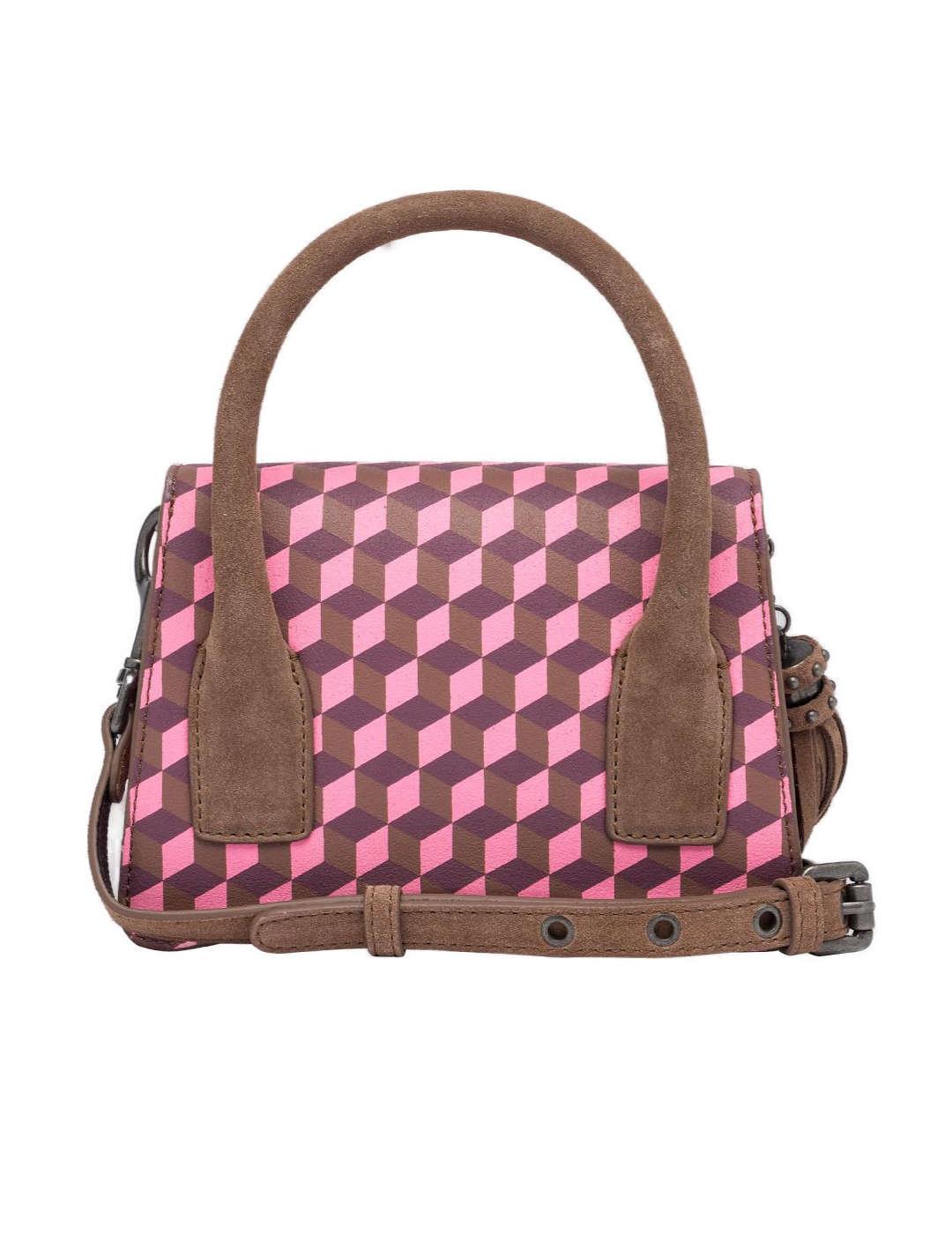 Bolso Replay mini asa coco rosa y marrón de mujer