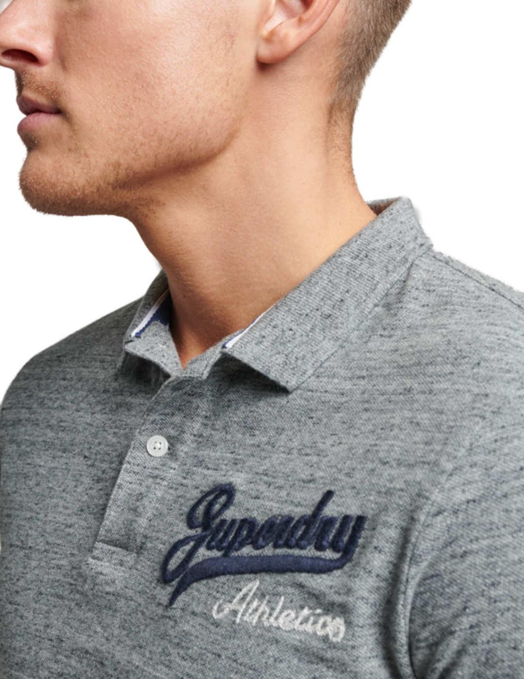 Polo Superdry Vintage azul jaspeado de hombre