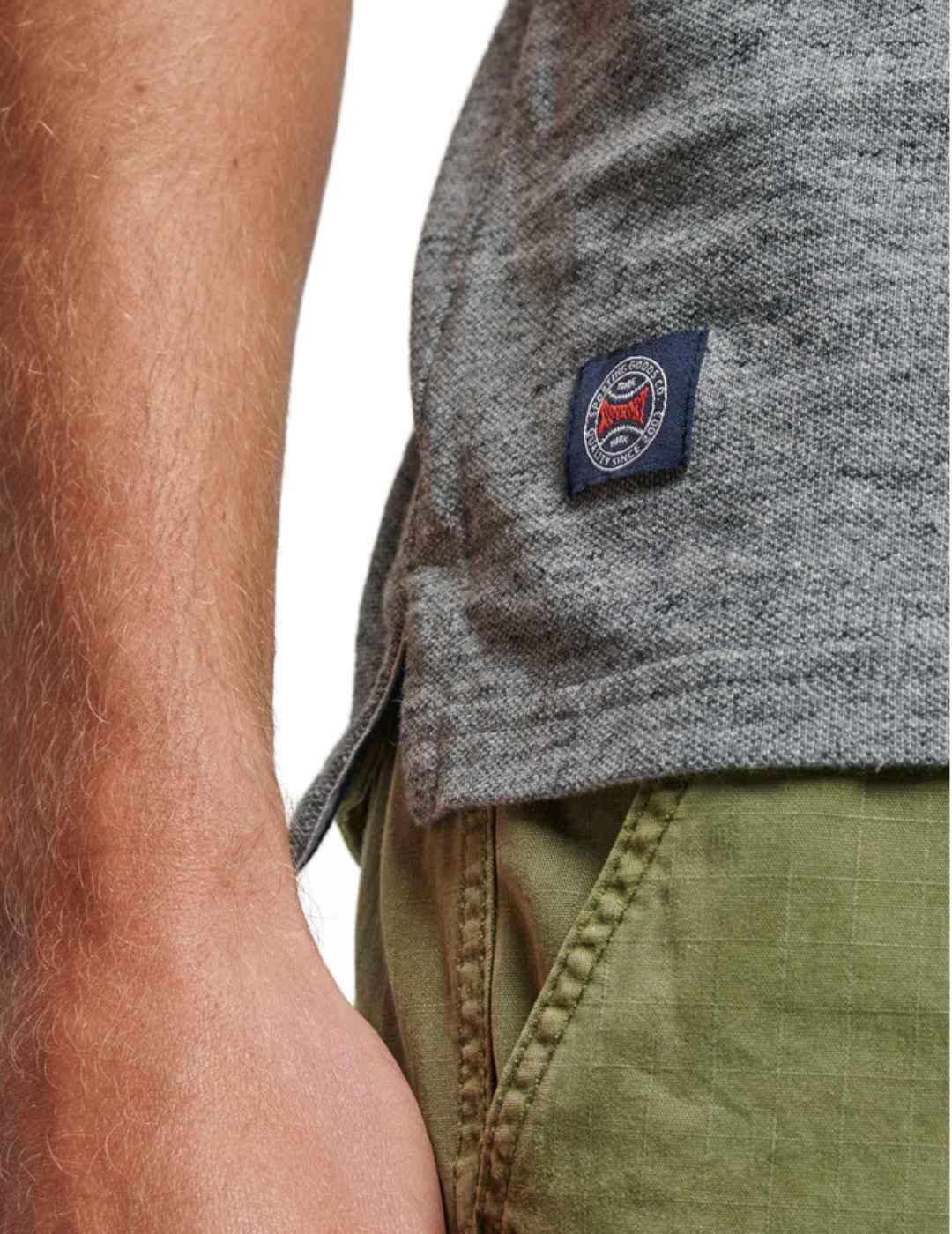 Polo Superdry Vintage azul jaspeado de hombre
