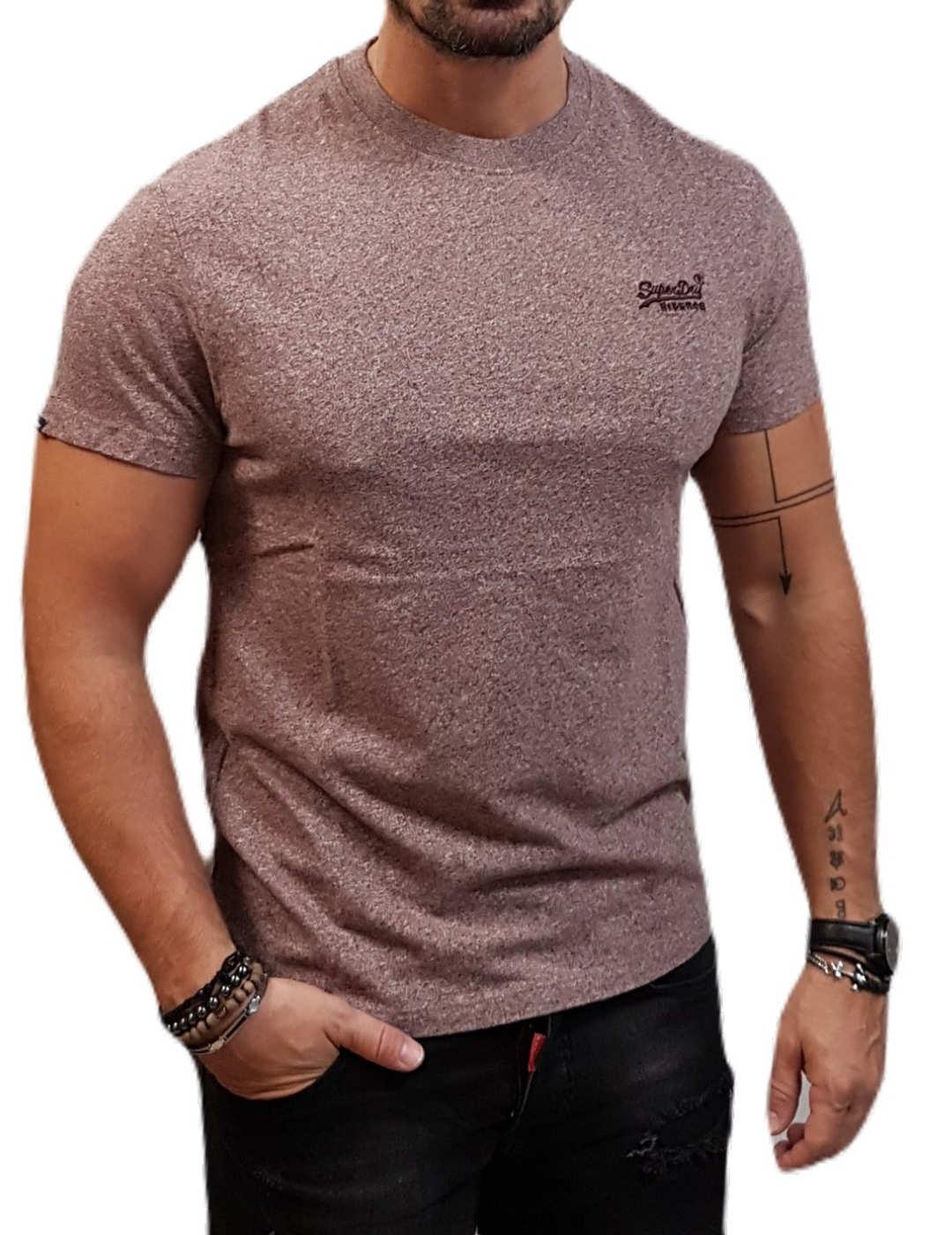 Camiseta Superdry granate jaspeada de hombre