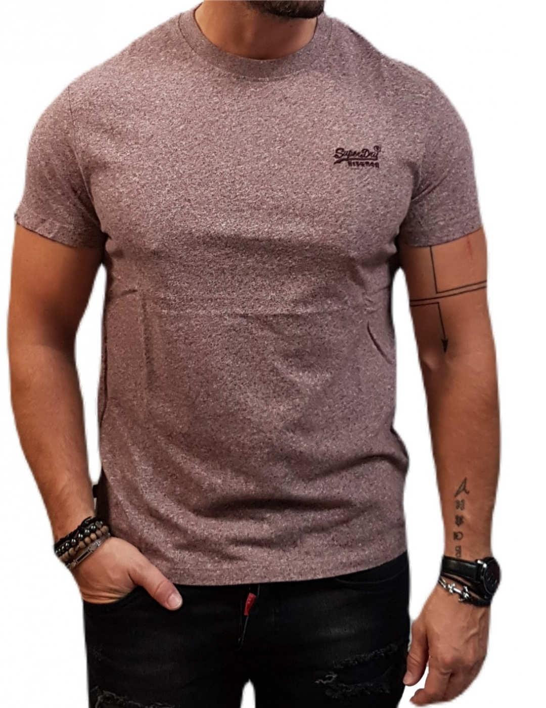 Camiseta Superdry granate jaspeada de hombre