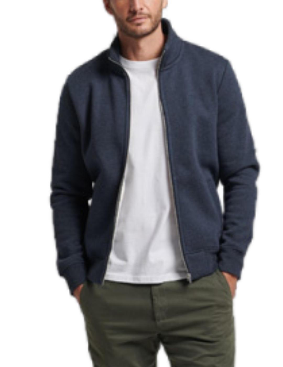 Sudadera Superdry zip azul marino para hombre