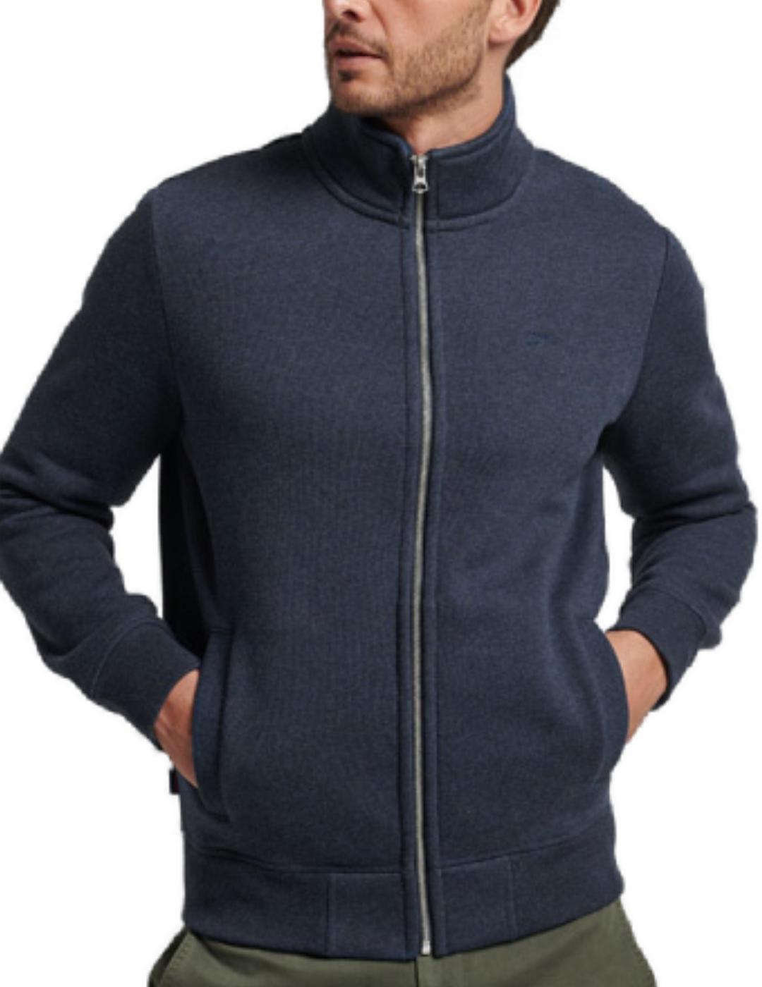 Sudadera Superdry zip azul marino para hombre