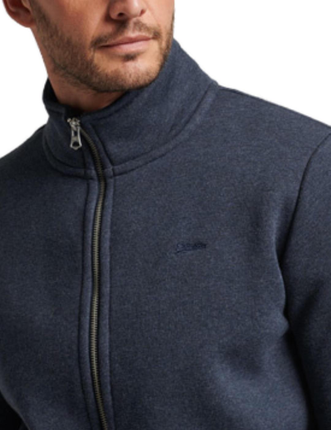 Sudadera Superdry zip azul marino para hombre