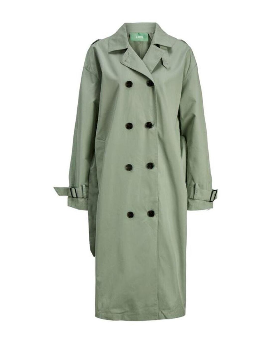 Gabardina JJXX verde huumo 3/4  cierre botones para mujer