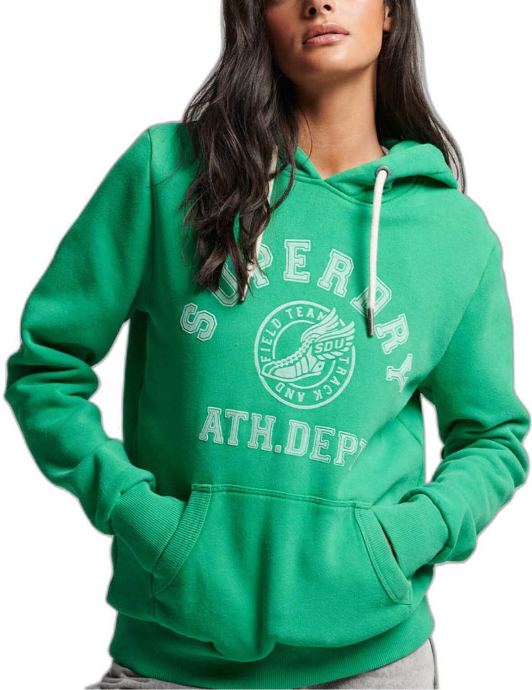 Sudadera Superdry con capucha verde de mujer