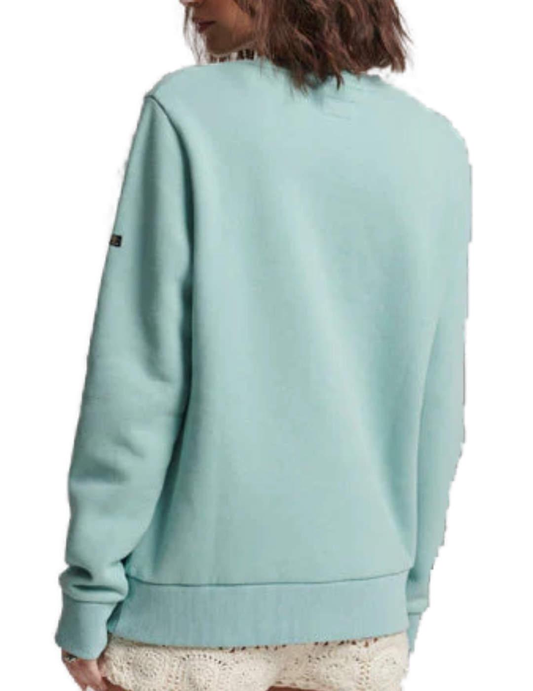 Sudadera Supedry Narrative verde agua sin capucha para mujer