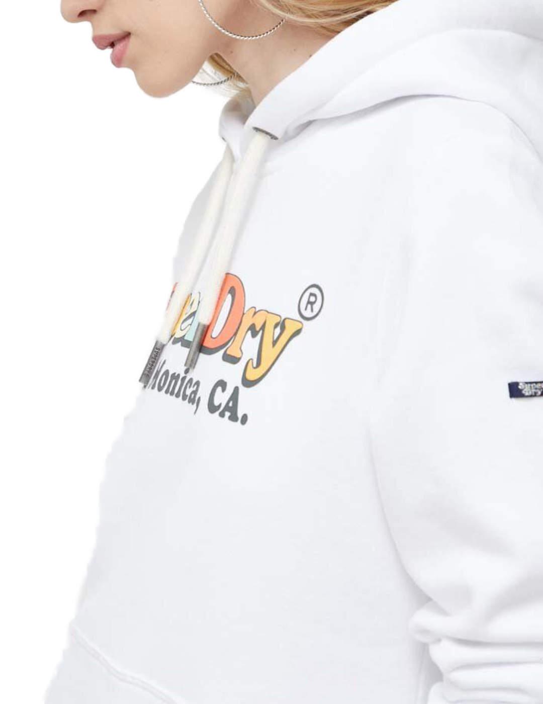 Sudadera Superdry Rainbow blanca con capucha para mujer