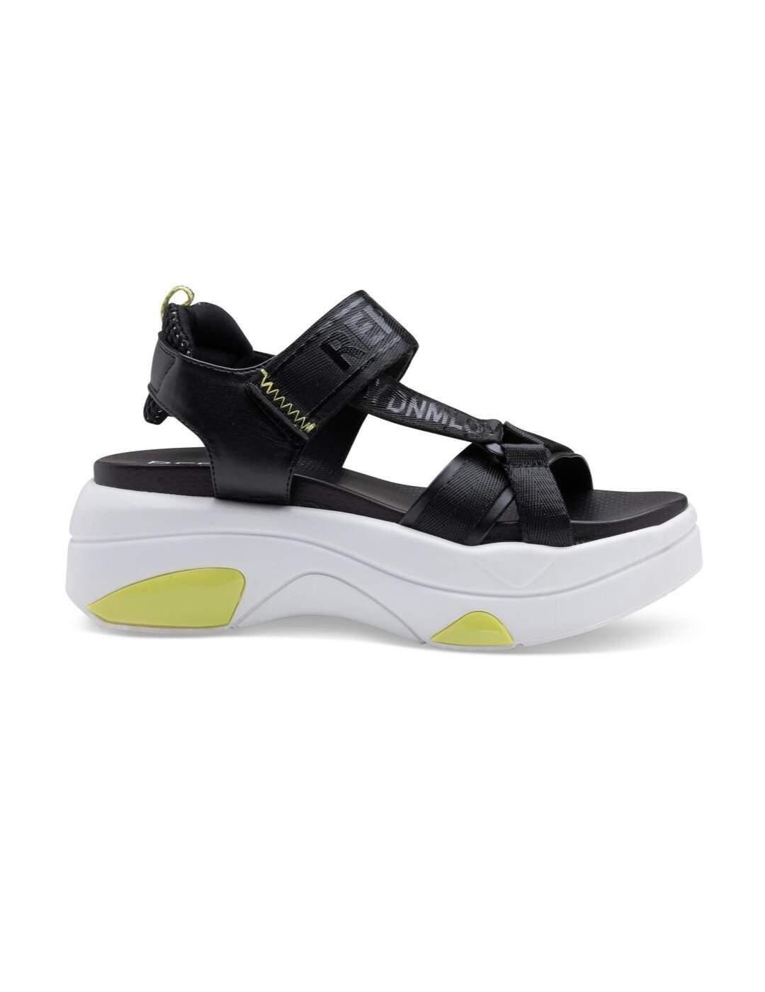 Sandalia Replay Tempura negro y fluor para mujer