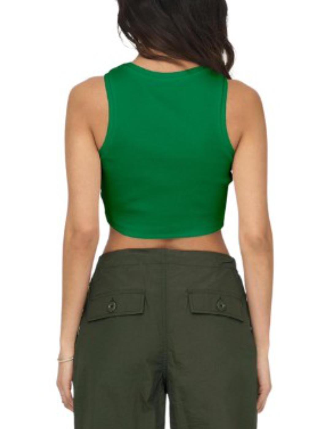 Top Only Vilma verde corto para mujer