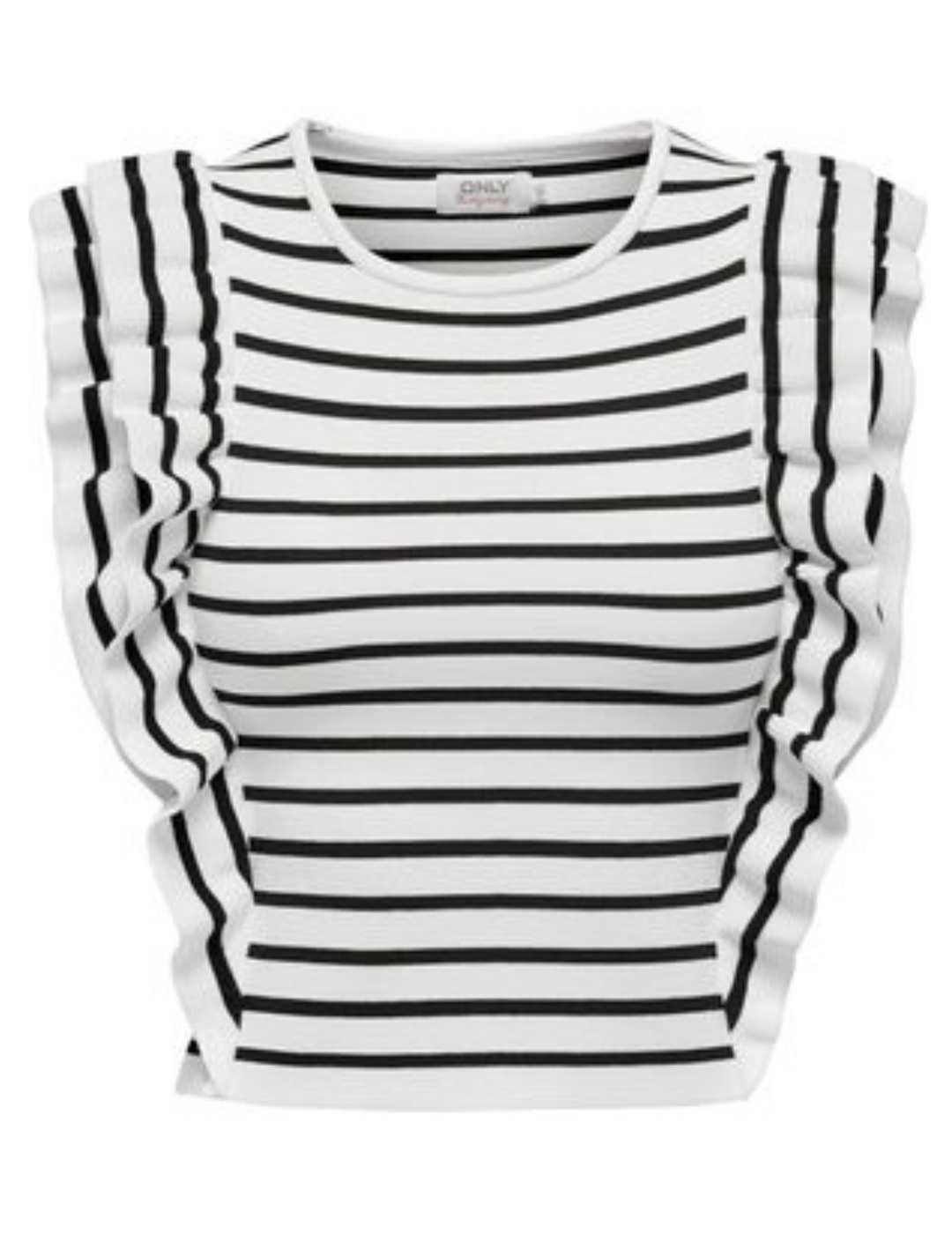 Camiseta Only Sandy blanca rayas negras para mujer