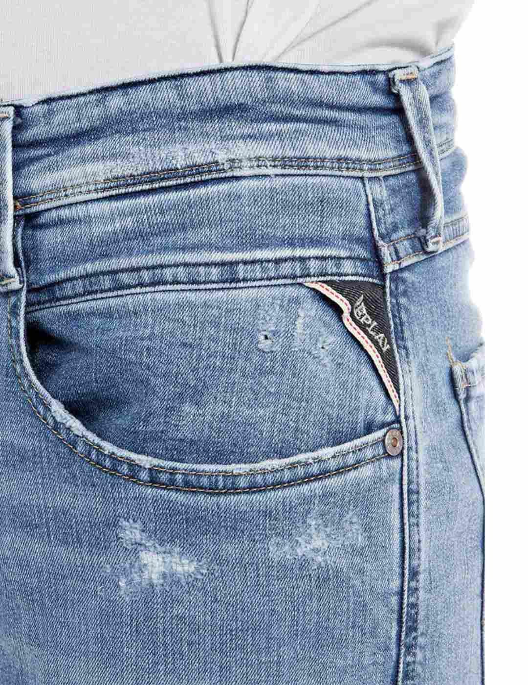 Pantalón vaquero Replay azul marino rotos para hombre