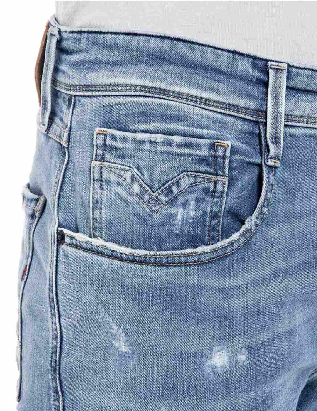 Pantalón vaquero Replay azul marino rotos para hombre